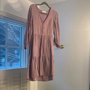 Chic Long Sleeve Mauve Dress